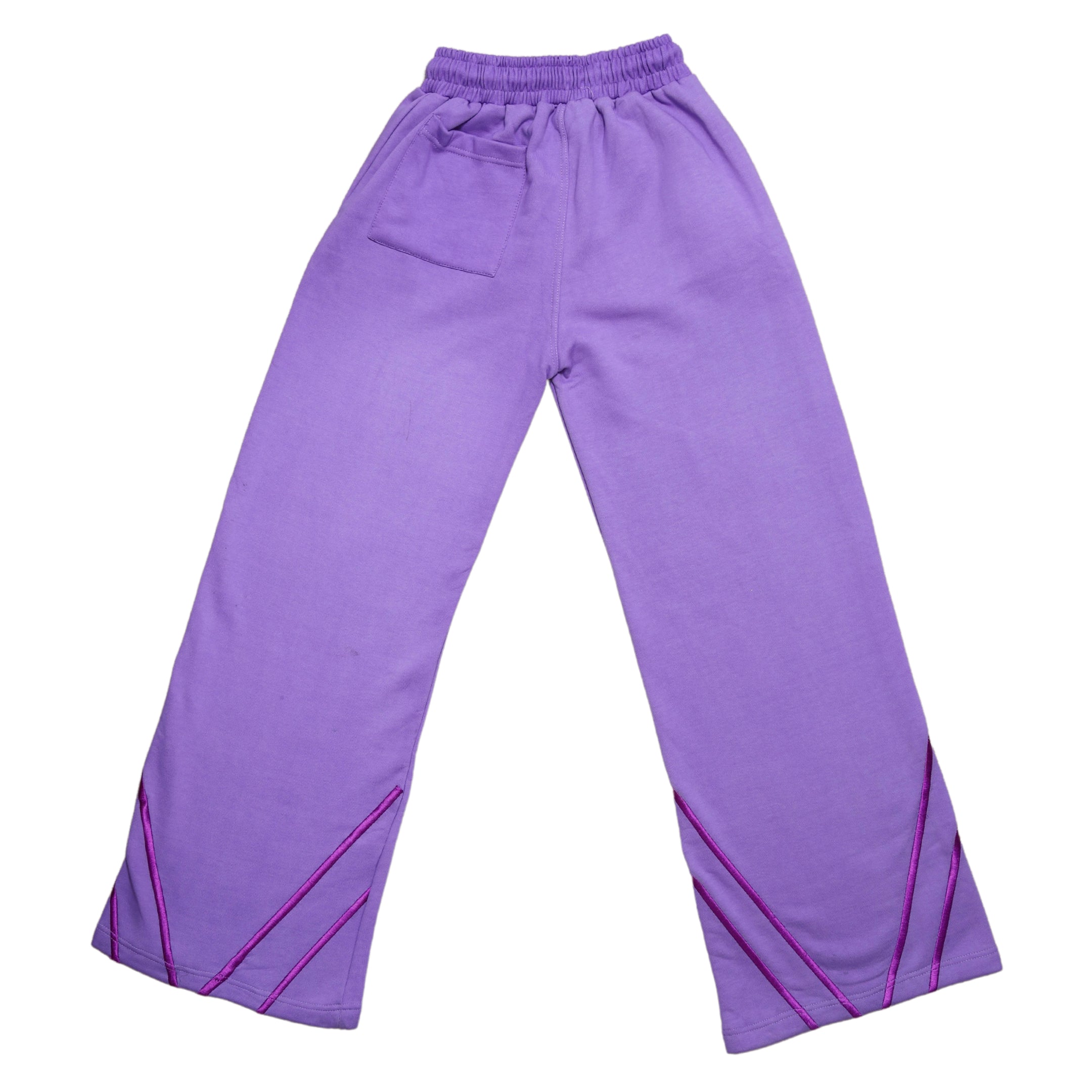 The Ube Collection features these 100% cotton purple heavyweight sweat pants, with quality embroidery, red draw string and side pockets and back patch pocket. Forms a sweatsuit set with the Paris Heavyweight Embroidered Hoodie (sold separately).