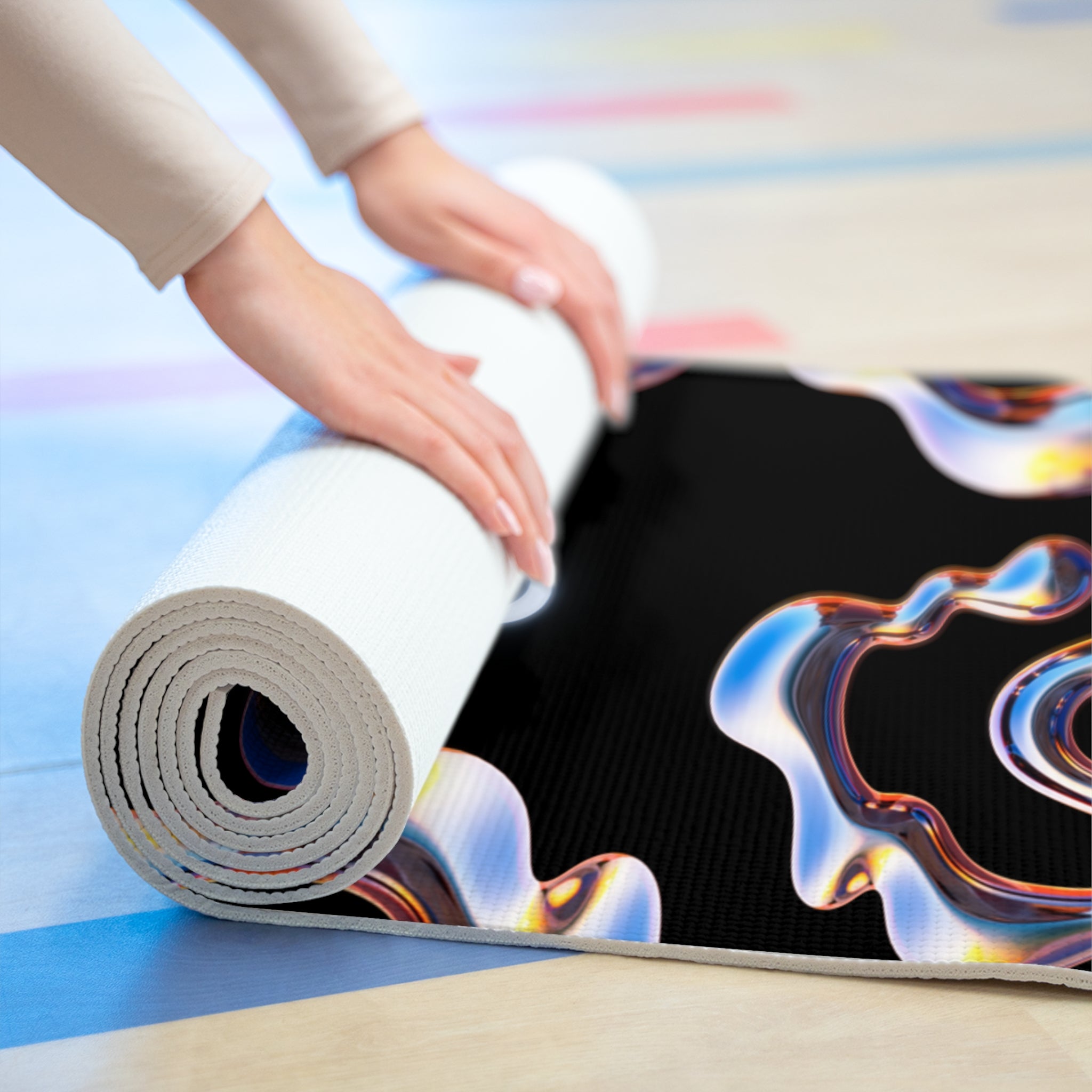 Find your space away from space with this unique Cosmic foam yoga mat. Mats are lightweight, cushion you from impacts, and measure 24" x 72" x 0.25" in size. Namaste!